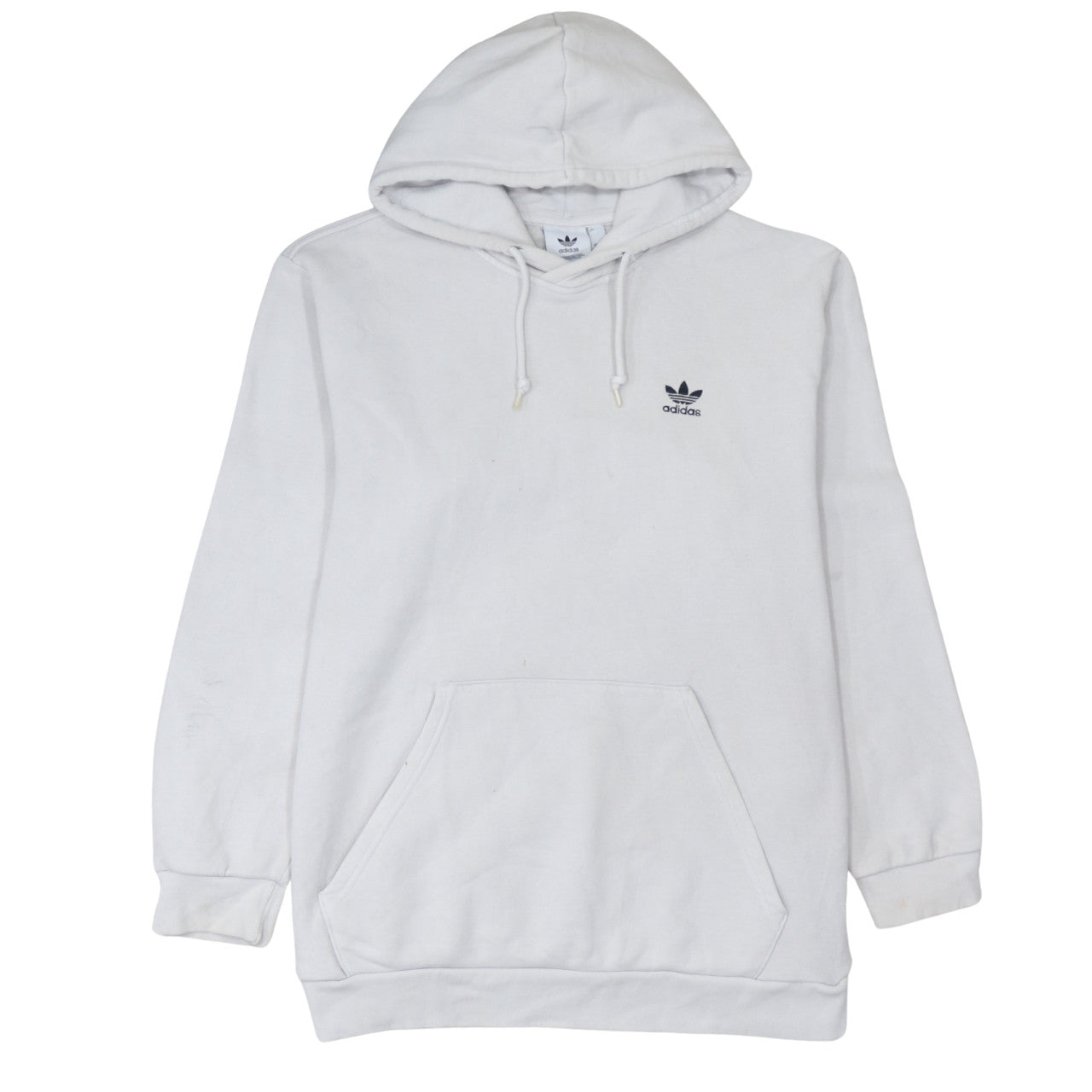Adidas Men's White Pullover Hoodie L Fleece Logo Sweatshirt