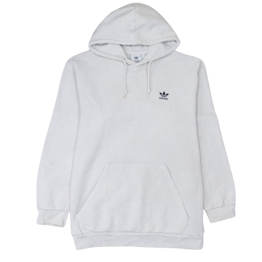 Adidas Men's White Pullover Hoodie L Fleece Logo Sweatshirt