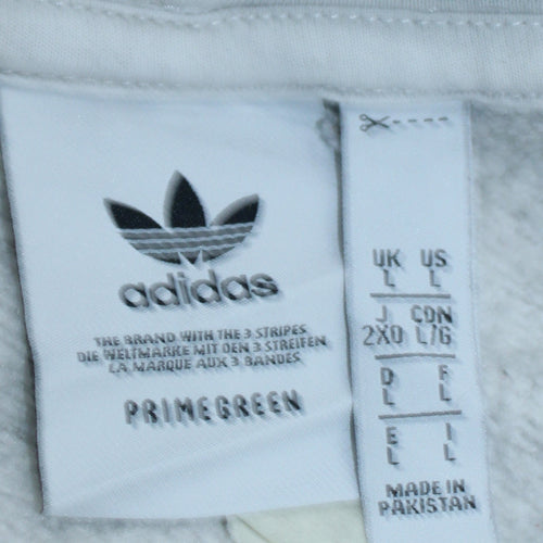 Adidas Men's White Pullover Hoodie L Fleece Logo Sweatshirt
