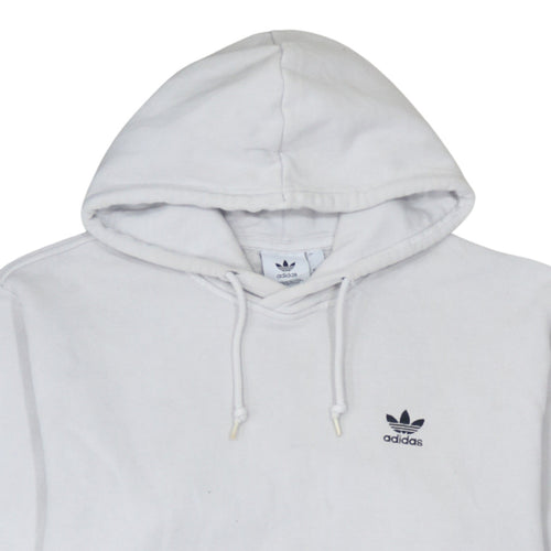 Adidas Men's White Pullover Hoodie L Fleece Logo Sweatshirt