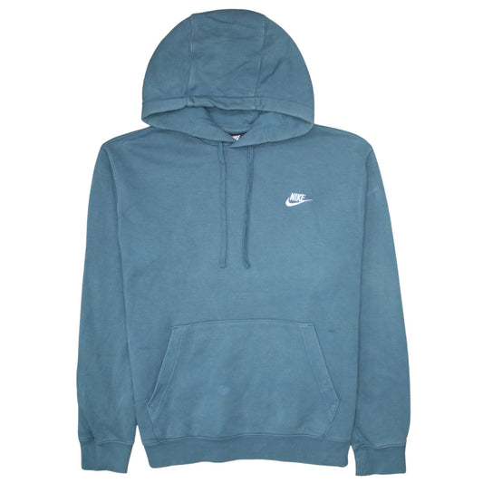 Nike Men's Blue Pullover Hoodie L Embroidered Logo Fleece Sweatshirt