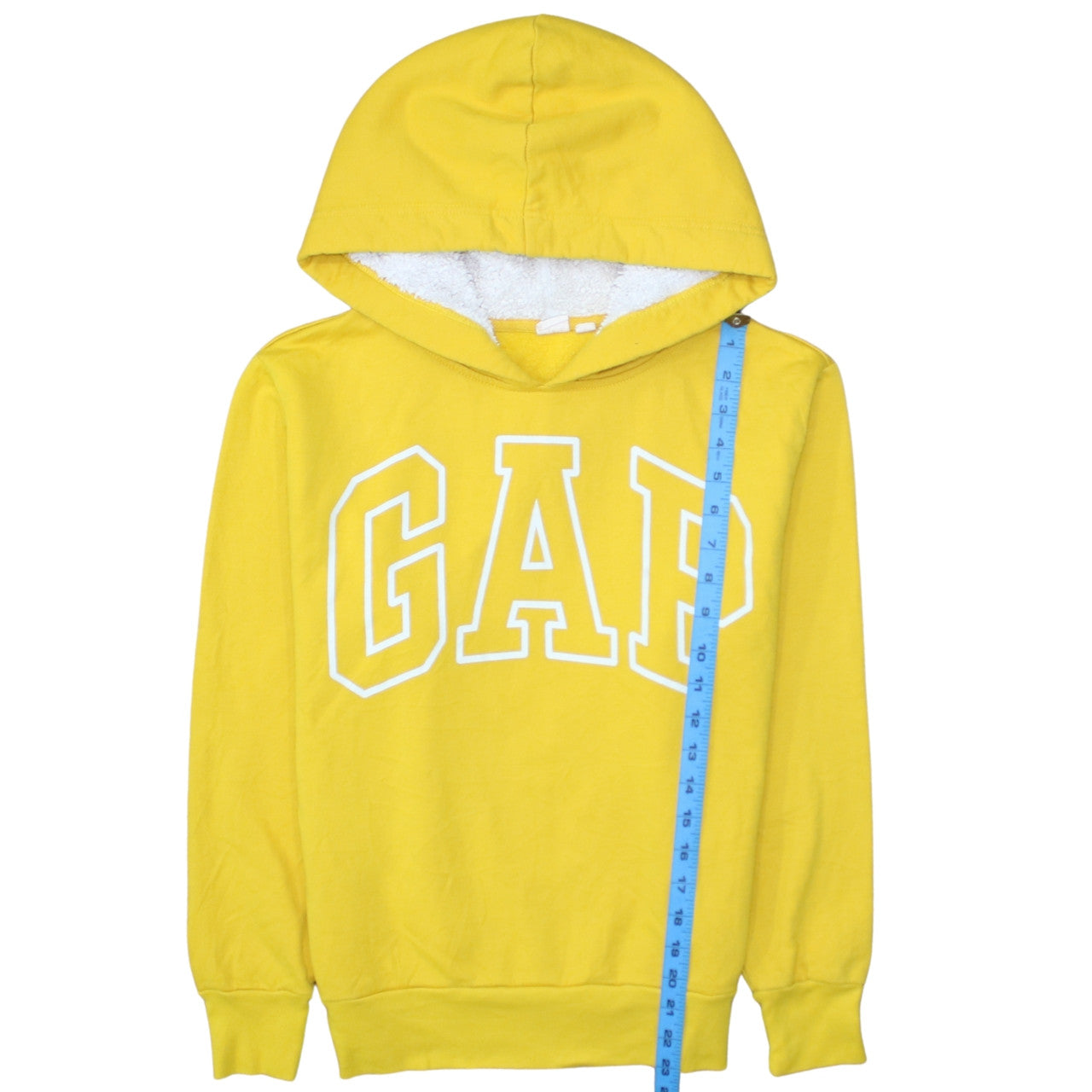 GAP Womens Yellow Pullover Hoodie Small Cotton Blend Logo Casual