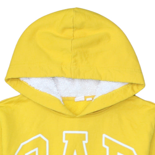 GAP Womens Yellow Pullover Hoodie Small Cotton Blend Logo Casual