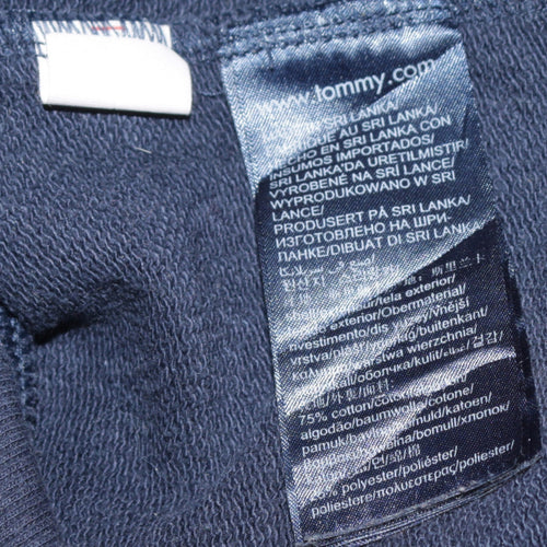 Tommy Hilfiger Men's Blue Full Zip Hoodie L Logo Tape Sweatshirt