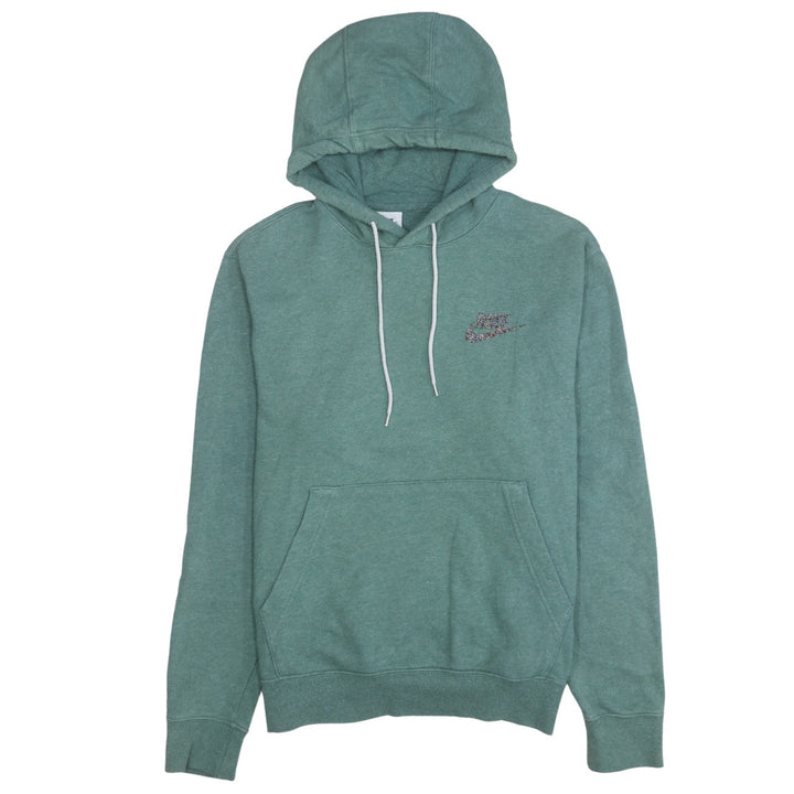 Nike Women Green Small Pullover Hoodie 80% Cotton Logo Front