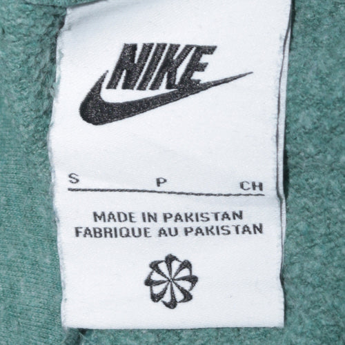 Nike Women Green Small Pullover Hoodie 80% Cotton Logo Front