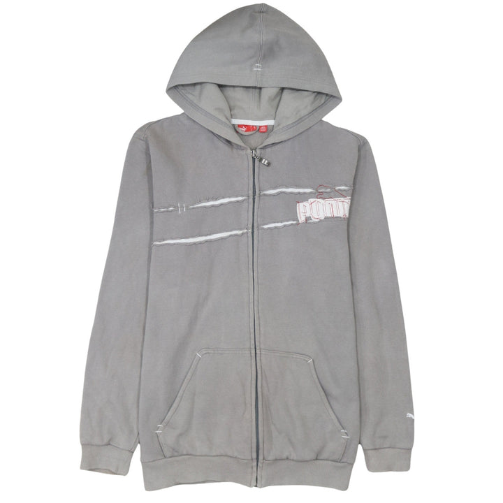 Puma Boys Grey Full Zip Hoodie XL 16 Years Cotton Blend Casual Sportswear