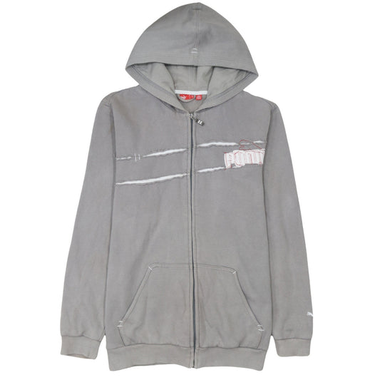 Puma Boys Grey Full Zip Hoodie XL 16 Years Cotton Blend Casual Sportswear
