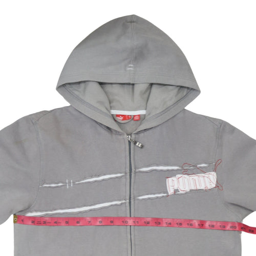 Puma Boys Grey Full Zip Hoodie XL 16 Years Cotton Blend Casual Sportswear