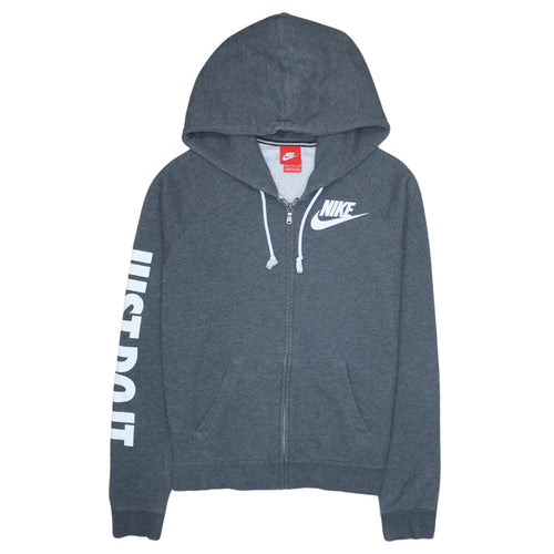 Nike Men's Grey Full Zip Hoodie M Sports Logo Just Do It
