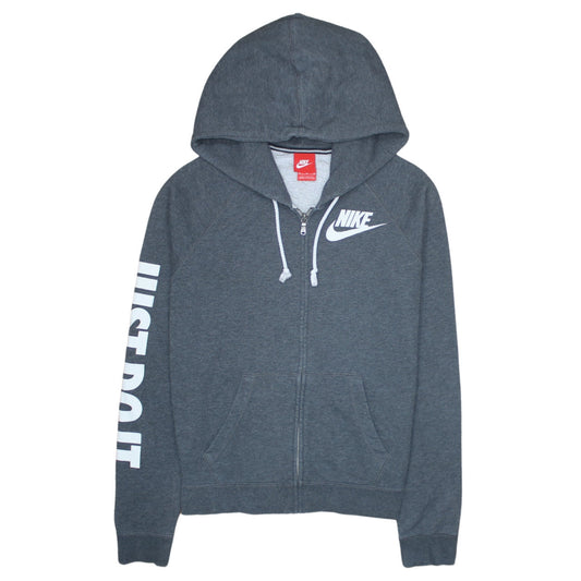 Nike Men's Grey Full Zip Hoodie M Sports Logo Just Do It