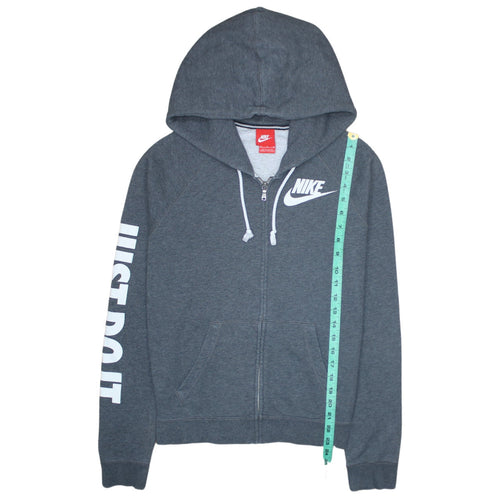 Nike Men's Grey Full Zip Hoodie M Sports Logo Just Do It