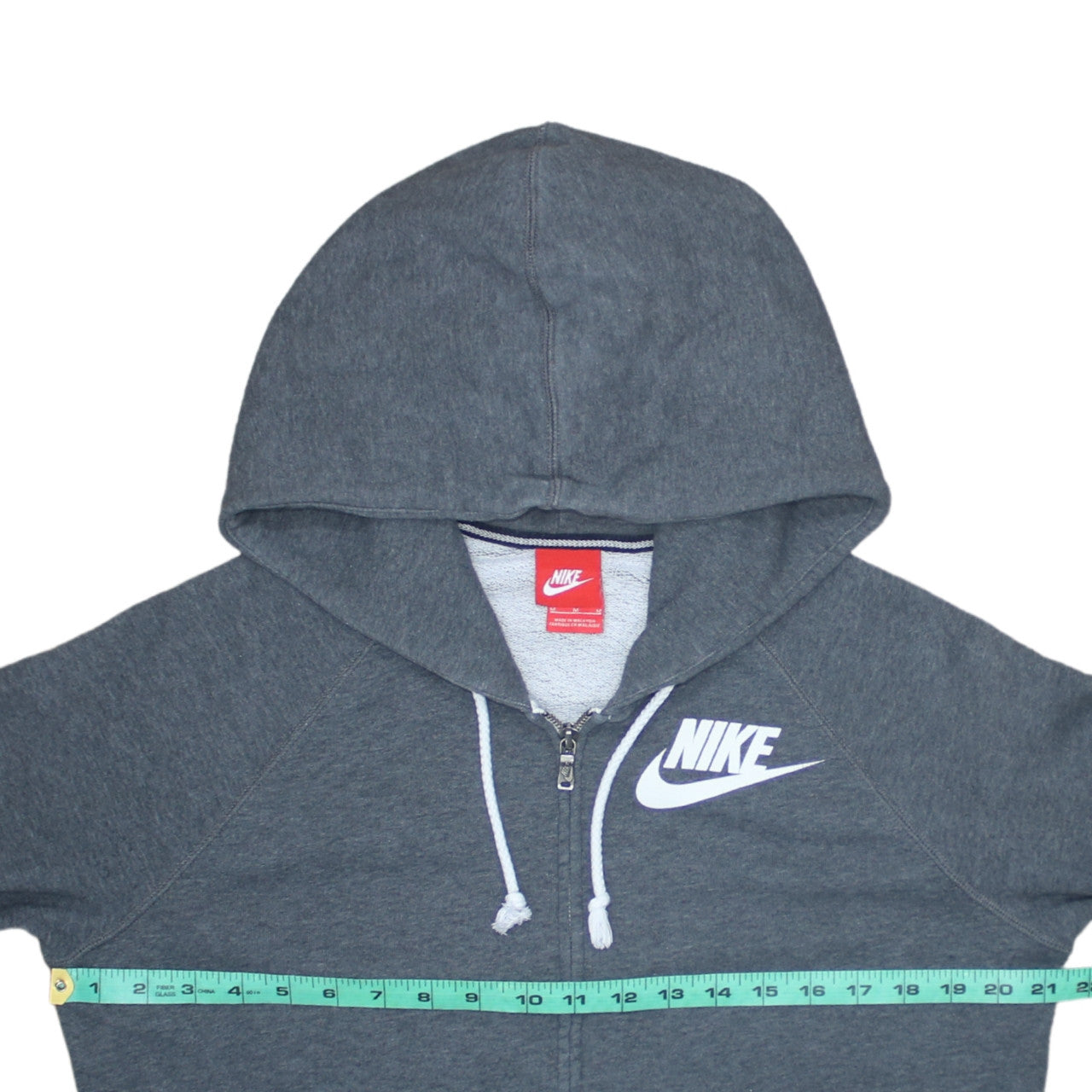 Nike Men's Grey Full Zip Hoodie M Sports Logo Just Do It