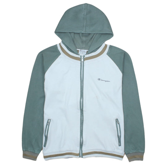 Champion Men's Green Full Zip Hoodie M Lightweight Cotton Blend