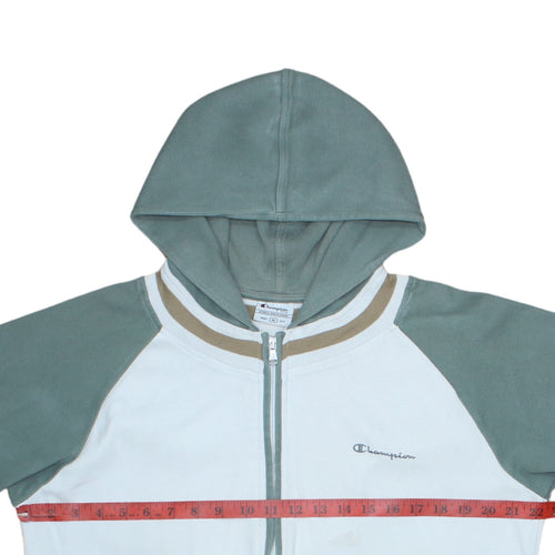 Champion Men's Green Full Zip Hoodie M Lightweight Cotton Blend