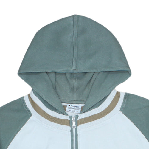 Champion Men's Green Full Zip Hoodie M Lightweight Cotton Blend