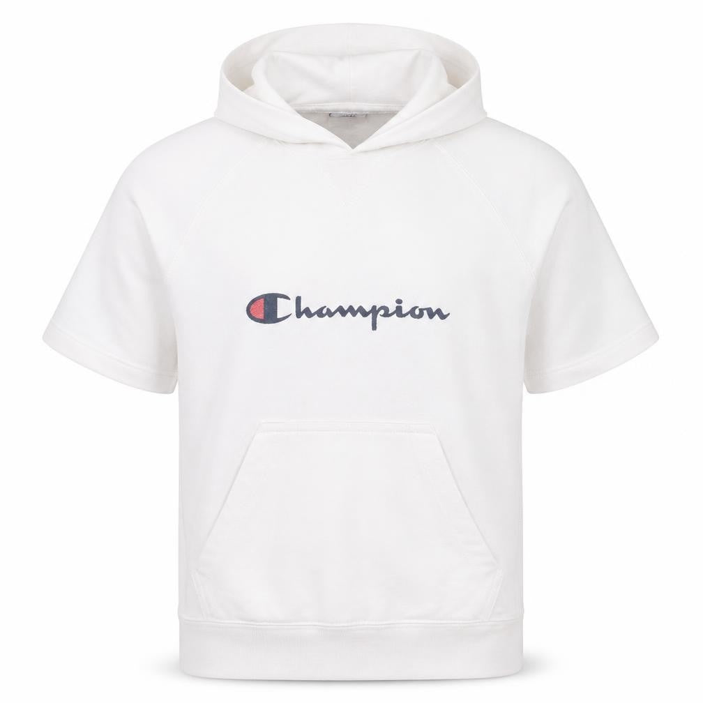 Champion Men's White Short Sleeve Hooded T-Shirt Size S