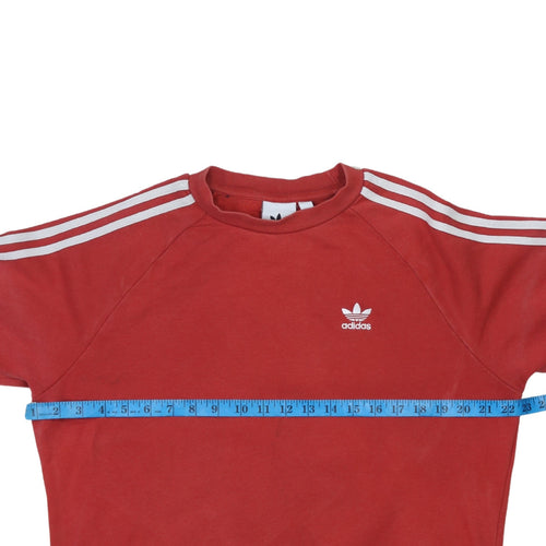 Adidas Men's Red Crew Neck Pullover Sweatshirt Small Regular Fit