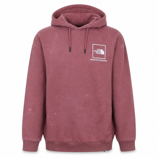 Front view of The North Face women’s burgundy pullover hoodie m logo print casual