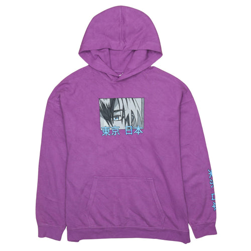 H&M Girls Purple Anime Graphic Pullover Hoodie 13-14 Years