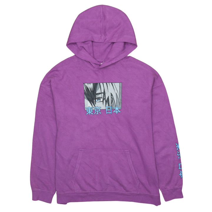 H&M Girls Purple Anime Graphic Pullover Hoodie 13-14 Years