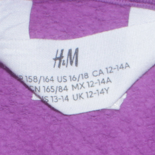 H&M Girls Purple Anime Graphic Pullover Hoodie 13-14 Years