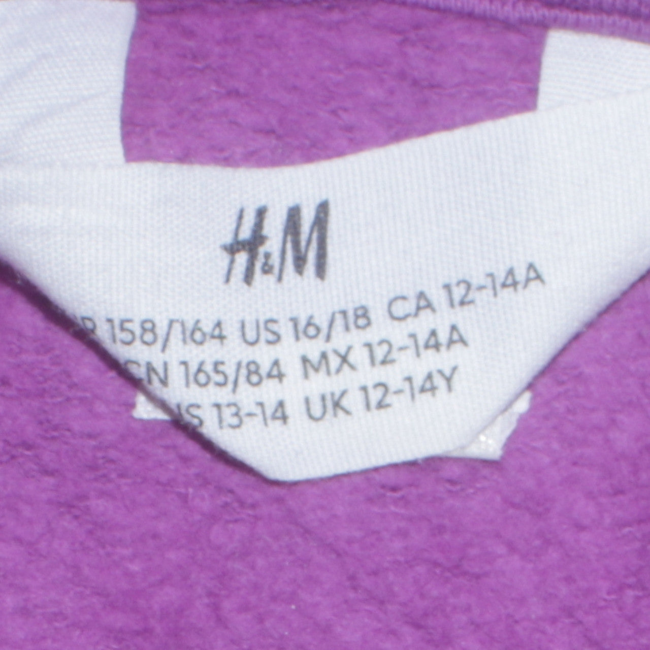 H&M Girls Purple Anime Graphic Pullover Hoodie 13-14 Years