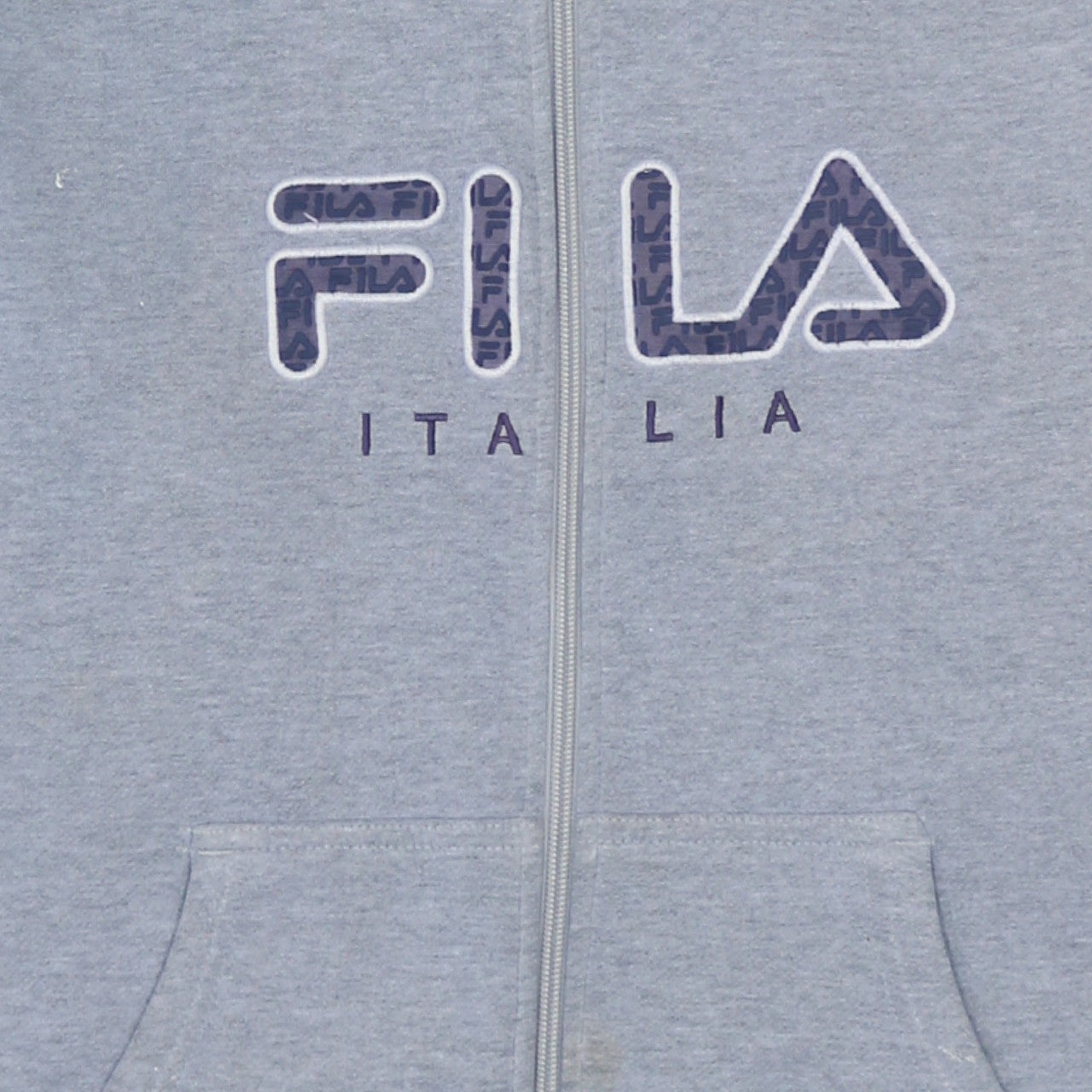 FILA Boys Grey Full Zip Hoodie XLB Logo Print Cotton Blend Casual Wear