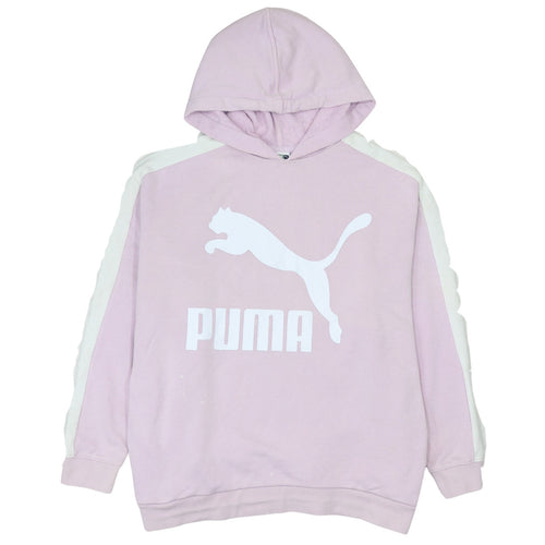 Puma Women's Pink Pullover Hoodie Size 14 Logo Print Sweatshirt