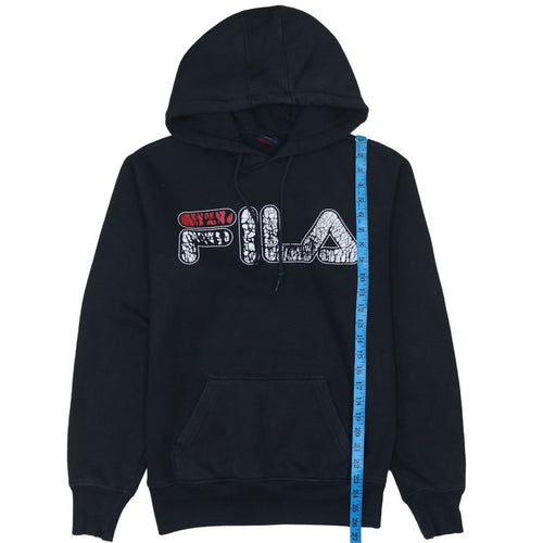 FILA Men's Black Small Pullover Hoodie Graphic Logo Sweatshirt