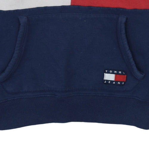 Tommy Jeans Men’s Blue M Pullover Hoodie Logo Graphic Cotton Blend