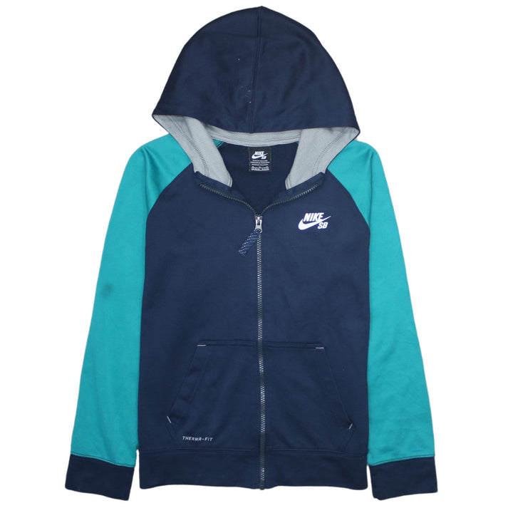 Nike SB Boys Blue Full Zip Hoodie 10-12 Years Thermal Fit Casual