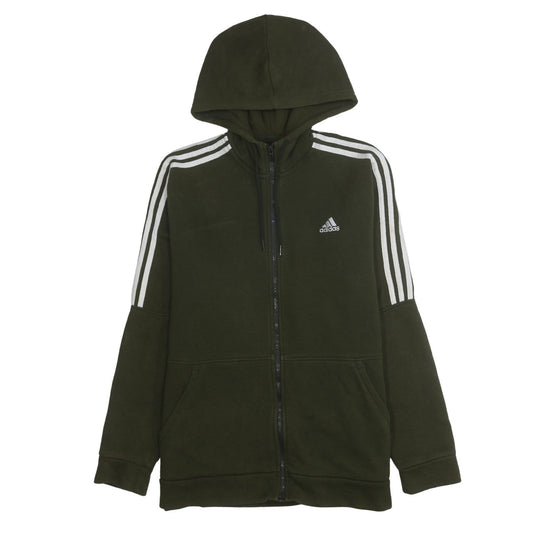 Adidas Mens Green Full Zip Hoodie Size L Sports Fleece