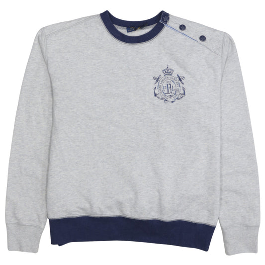 Polo Ralph Lauren Men's Grey Crew Neck Button Sweatshirt Size S