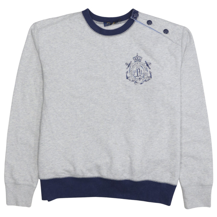 Polo Ralph Lauren Men's Grey Crew Neck Button Sweatshirt Size S