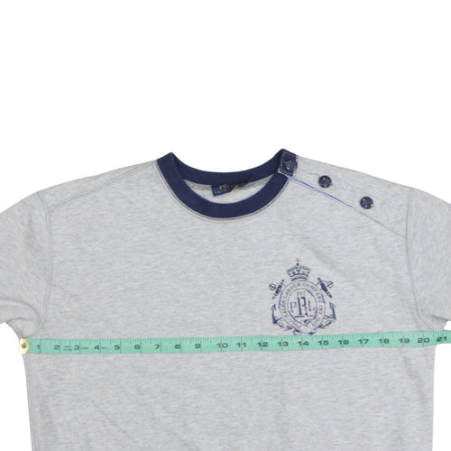 Polo Ralph Lauren Men's Grey Crew Neck Button Sweatshirt Size S