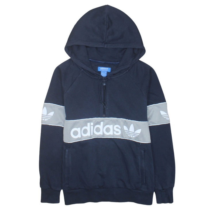 Adidas Women’s Navy Blue 1/2 Zip Logo Hoodie Size L