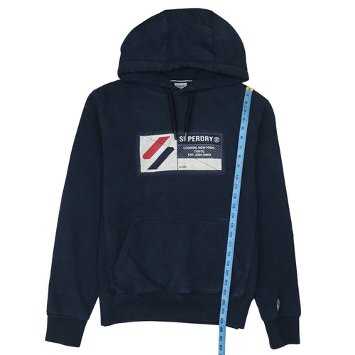 Superdry Men's Navy Pullover Hoodie Size M Graphic Print Cotton