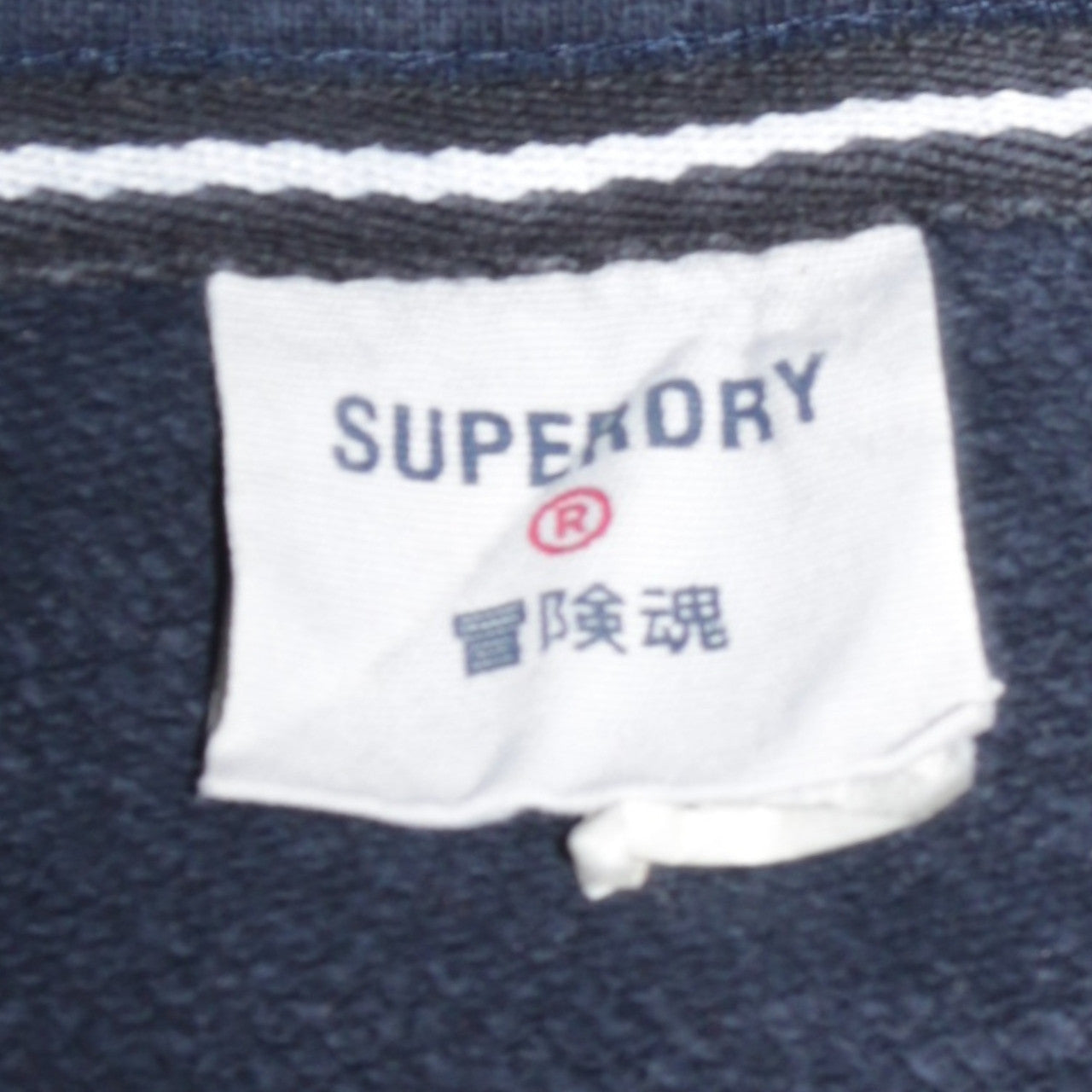 Superdry Men's Navy Pullover Hoodie Size M Graphic Print Cotton