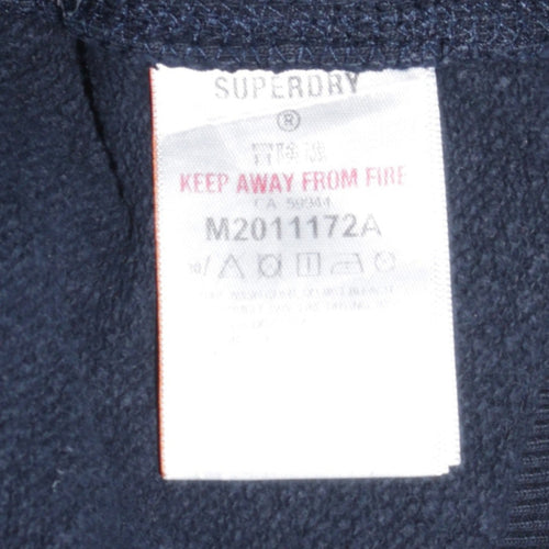 Superdry Men's Navy Pullover Hoodie Size M Graphic Print Cotton
