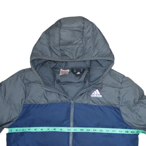 Adidas Boys Blue Hooded Puffer Jacket 13-14 Years Winter Coat