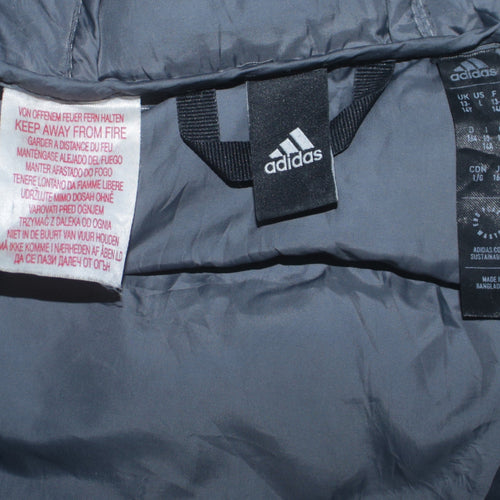 Adidas Boys Blue Hooded Puffer Jacket 13-14 Years Winter Coat
