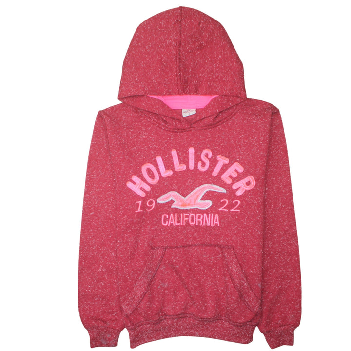 Hollister Womens Red Pullover Hoodie Medium Graphic Logo Casual