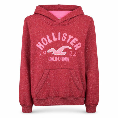 Hollister Womens Red Pullover Hoodie Medium Graphic Logo Casual