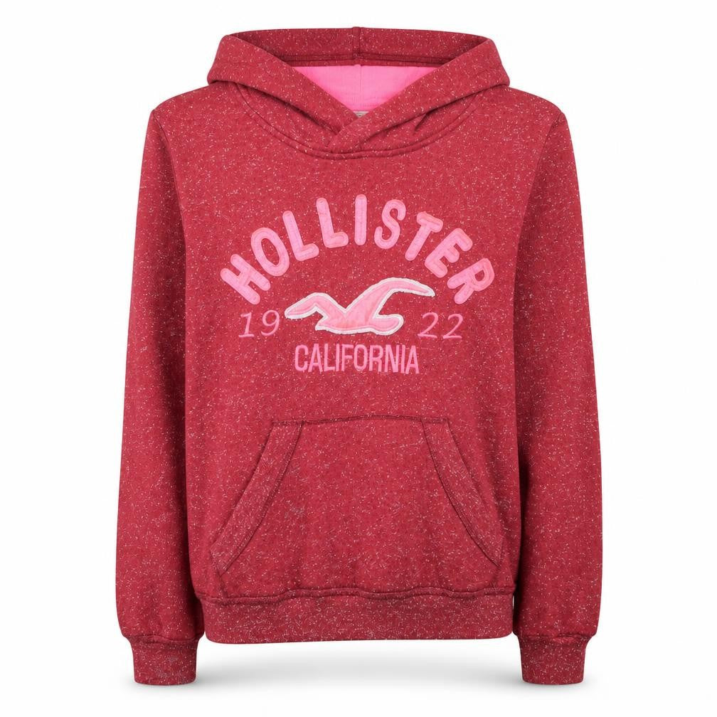 Hollister Womens Red Pullover Hoodie Medium Graphic Logo Casual