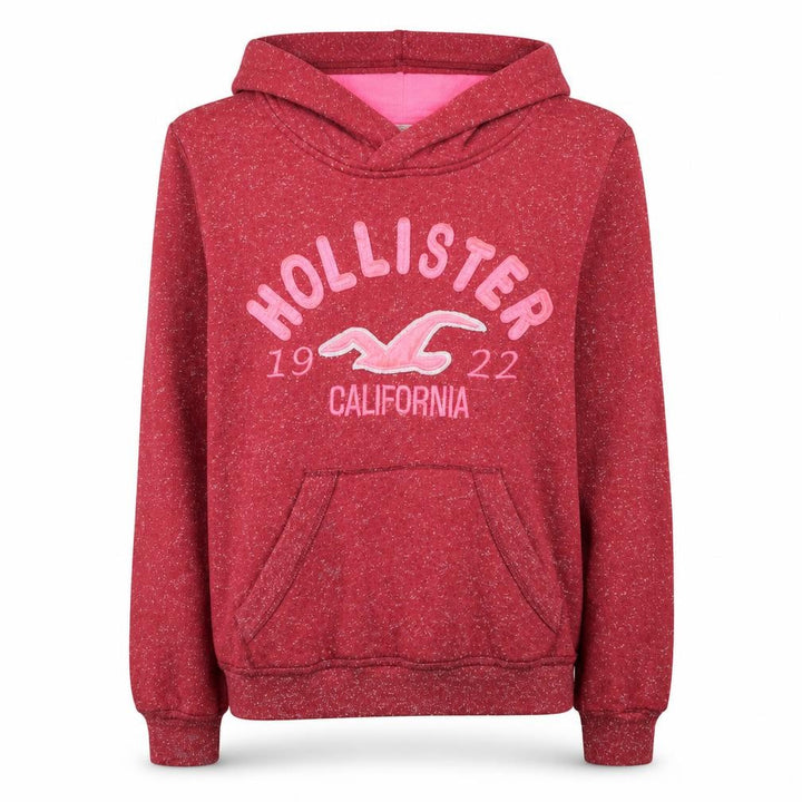 Hollister Womens Red Pullover Hoodie Medium Graphic Logo Casual