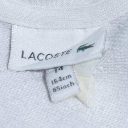 Lacoste Boys White 14 Years Crew Neck Long Sleeve Sweatshirt