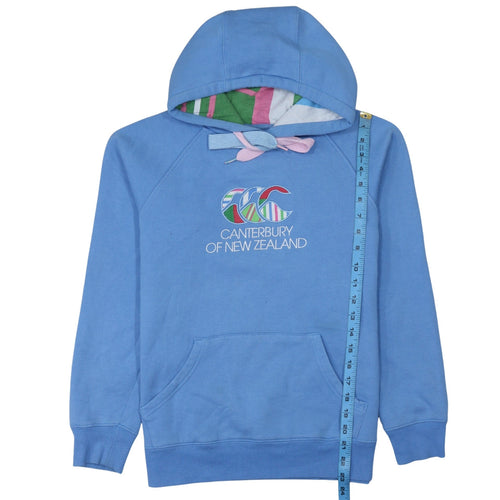 Canterbury Womens Blue Pullover Hoodie Size 10 Logo Print Cotton Blend