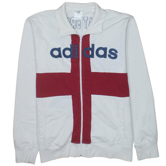 Adidas Men’s White Full Zip Sweatshirt L England Flag Great Britain