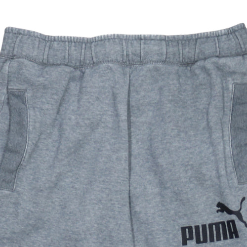 Puma Men's Grey Jogger Sweatpants M Regular Fit Cotton Blend